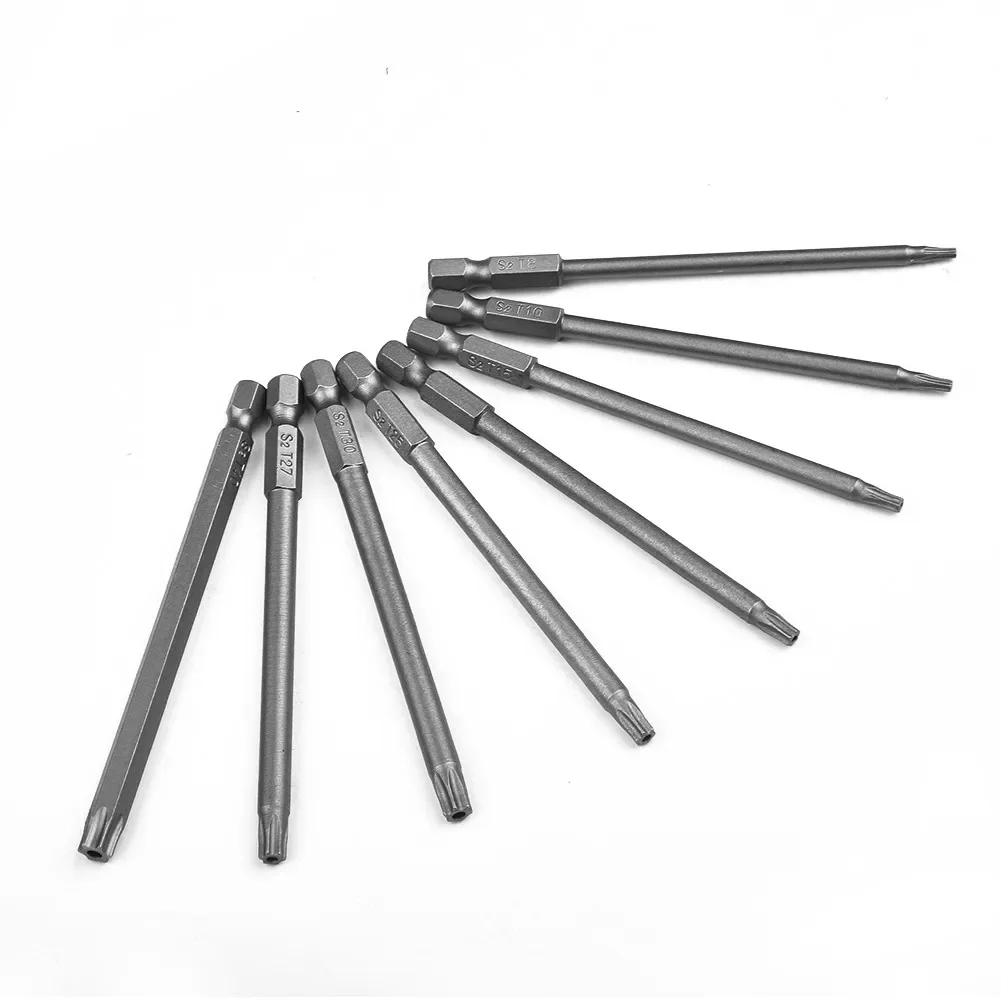 1Pcs Torx Screwdriver Bit 1/4\'\' Shank Hex Wind Drill Head 100mm Screw Wrench Magnetic Star T8 T15 T20 T25 T27 T30 T40