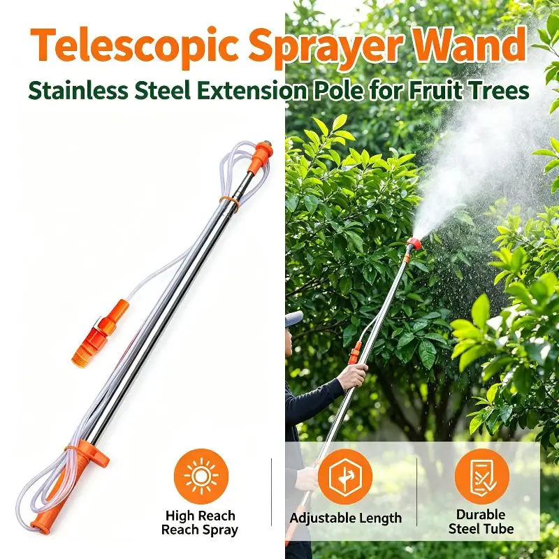 1 Set Stainless Steel Telescopic Spray Rod Extension Tube 260/360cm For Garden Sprayer & Irrigation Nozzle Accessories