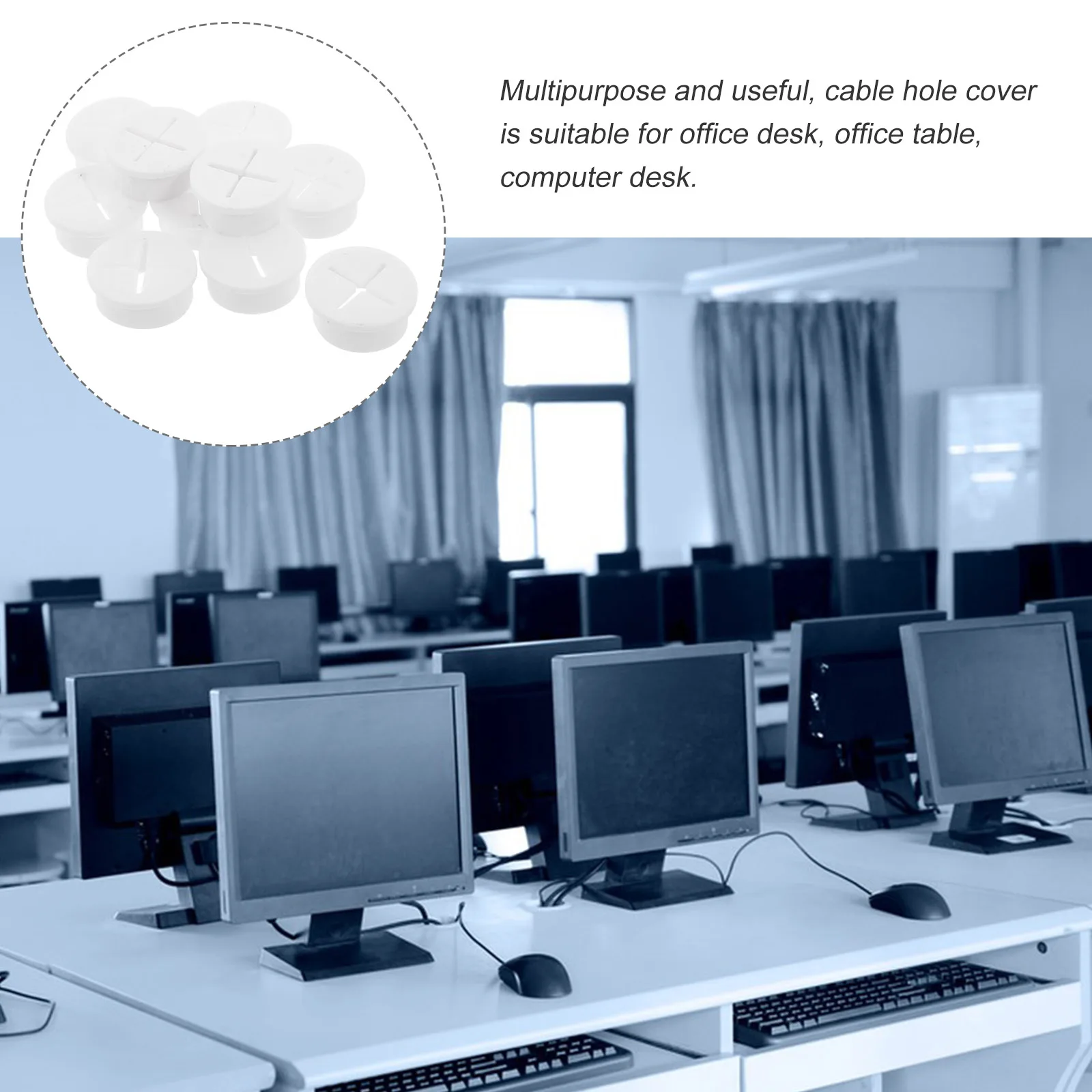 

10pcs Round Cable Hole Cover Flexible Desk Grommet Drywall Cord Plug Plastic Wall Hole Plug Round Threading Plate Durable Wire