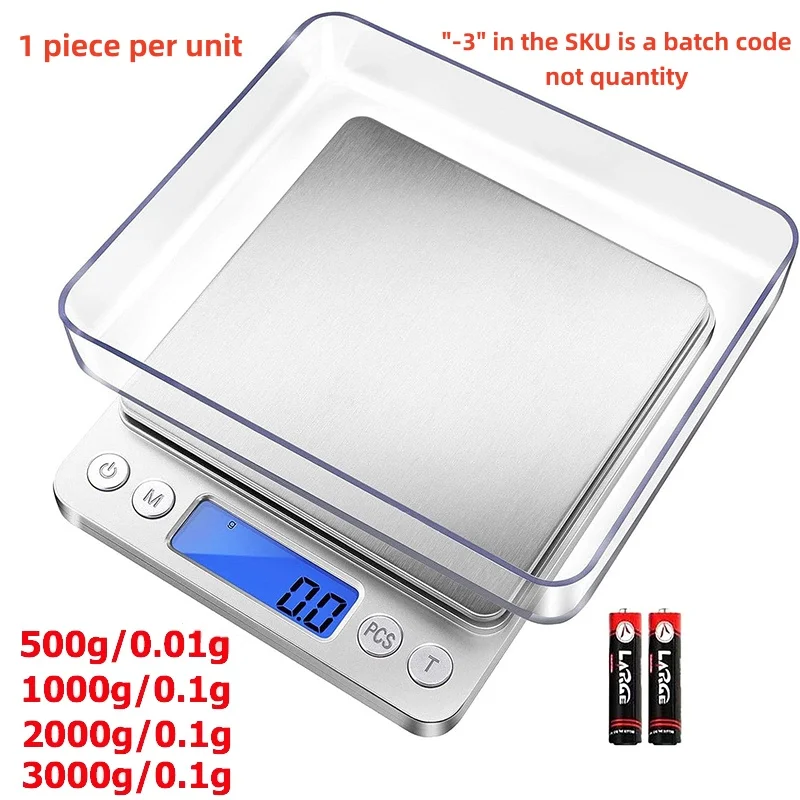 Balança digital de cozinha de alta precisão, mini balança de bolso de joias com display LCD, balança portátil de pesagem de alimentos para ho, 1 peça