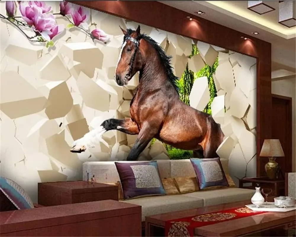 Custom wallpaper 3d stereo mural Eight Horses seamless abstract painting background wall restaurant galloping horse wallpapers