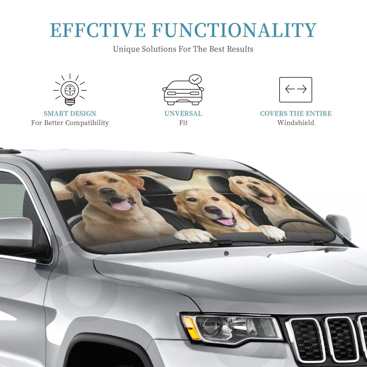 Labrador Car Auto Sun Shade Funny Dog Windshield Car Sunshades Reflector Anti Uv Funny Custom Car Sunshade Sun Shade