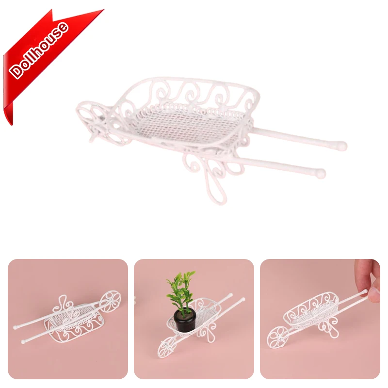 1 Buah Mainan Gerobak Besi Mini Lucu Kreatif Kawaii Dekorasi Meja Hadiah Aksesoris Alat Kebun Rumah Boneka