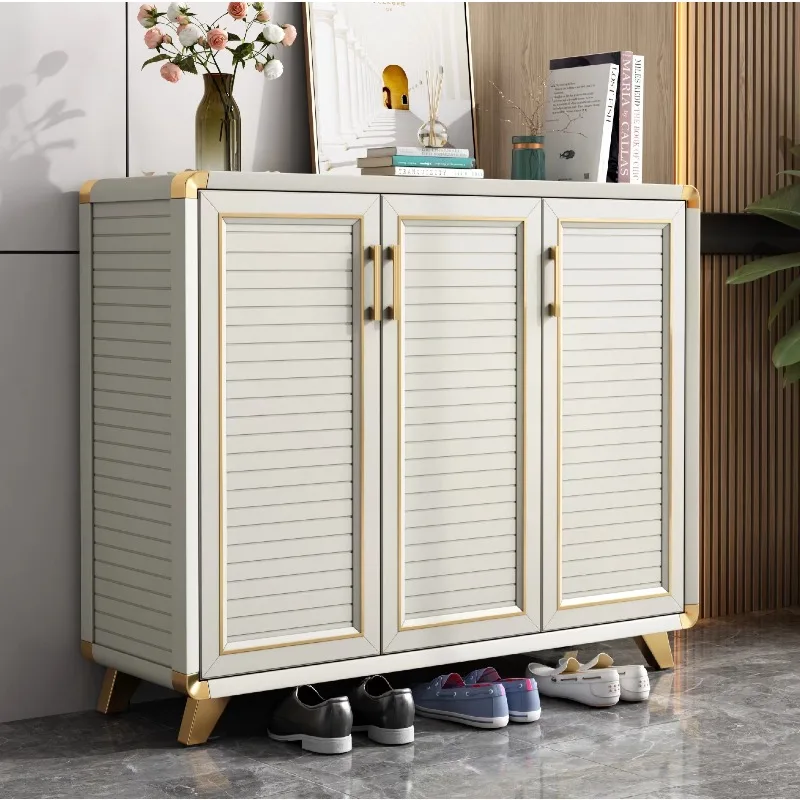 Light luxury all-aluminum alloy shoe cabinet, outdoor waterproof and sunscreen shoe rack at home door, balcony locker customizat