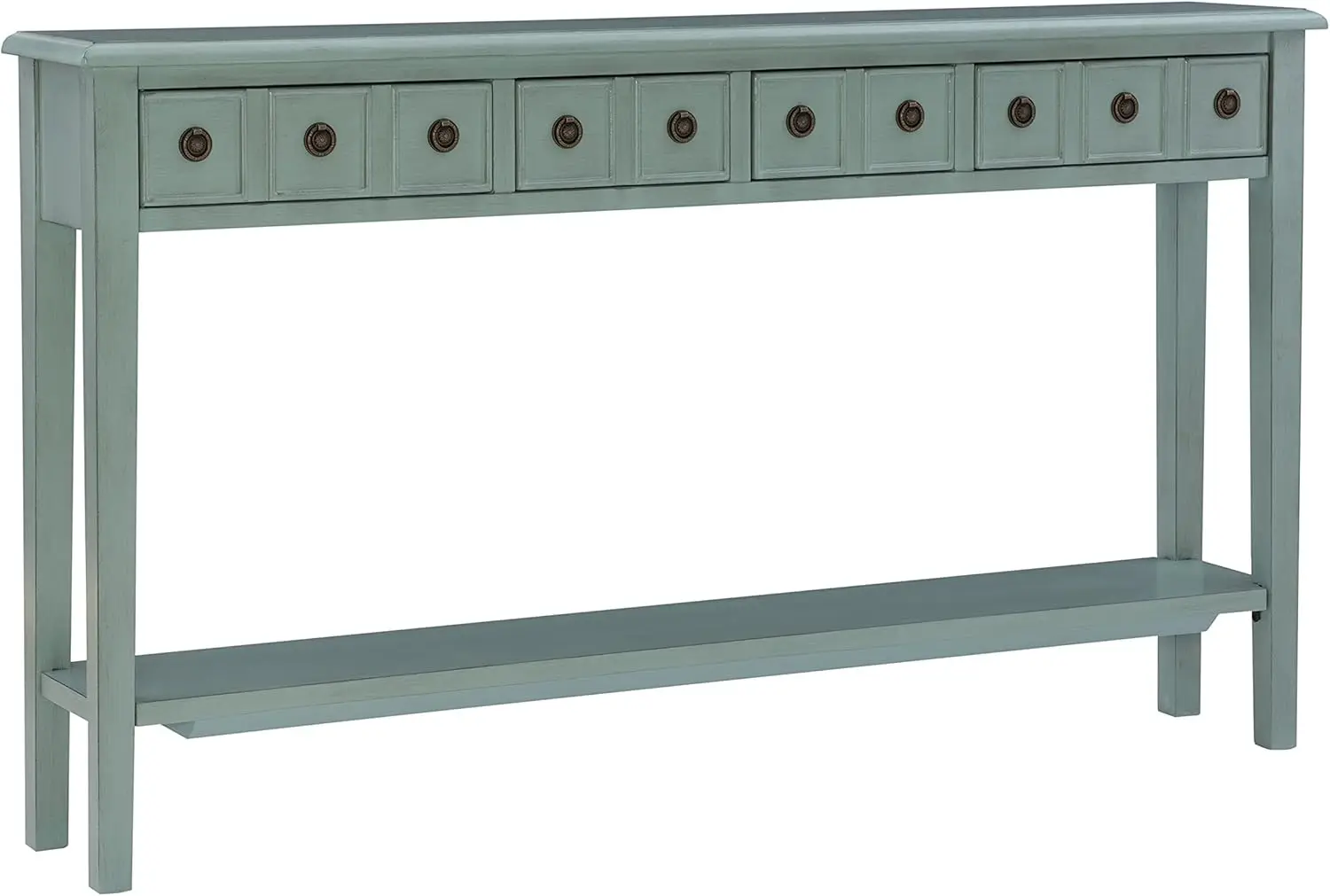 Furniture Sadie Long Console Table Teal Features A Lower Shelf for StorageShelf Dimensions 58.5 W X 9 L Inches