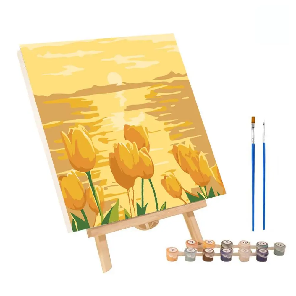 Paint By Numbers Adults Kits Acrylic Paint Oil Painting Hand Painted Tulip Flower Gift Diy Picture By Number For Home Decor J4a6