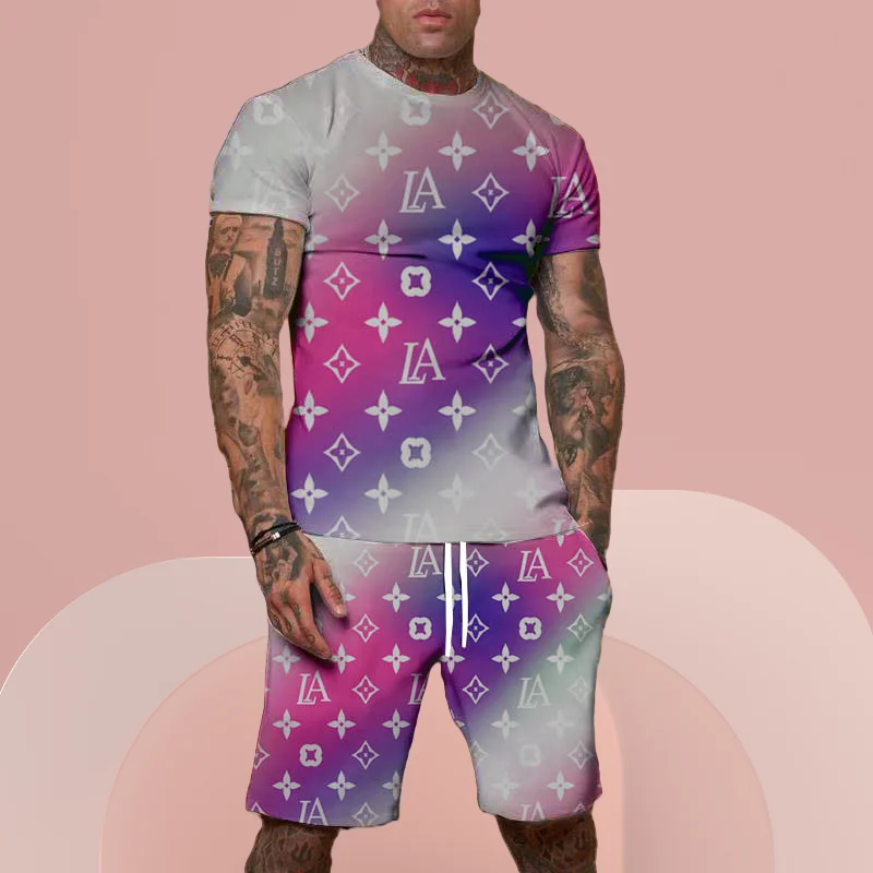 

2025 Summer New Big-name Hot-selling Trend Men's Short-sleeved Shorts Suit Personalized Street Style Sports Fashion Casual Suit