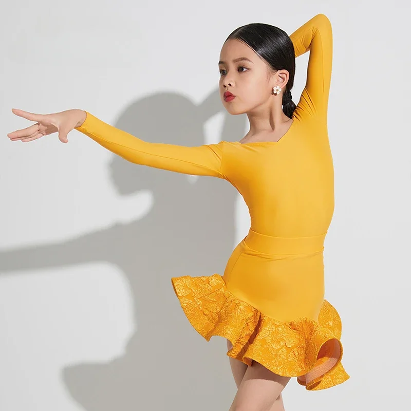 

Платье для латинских танцев Румба Танго Самба, платья для соревнований по бальным танцам для девочек, детская одежда для латинских танцев, детские костюмы для выступлений