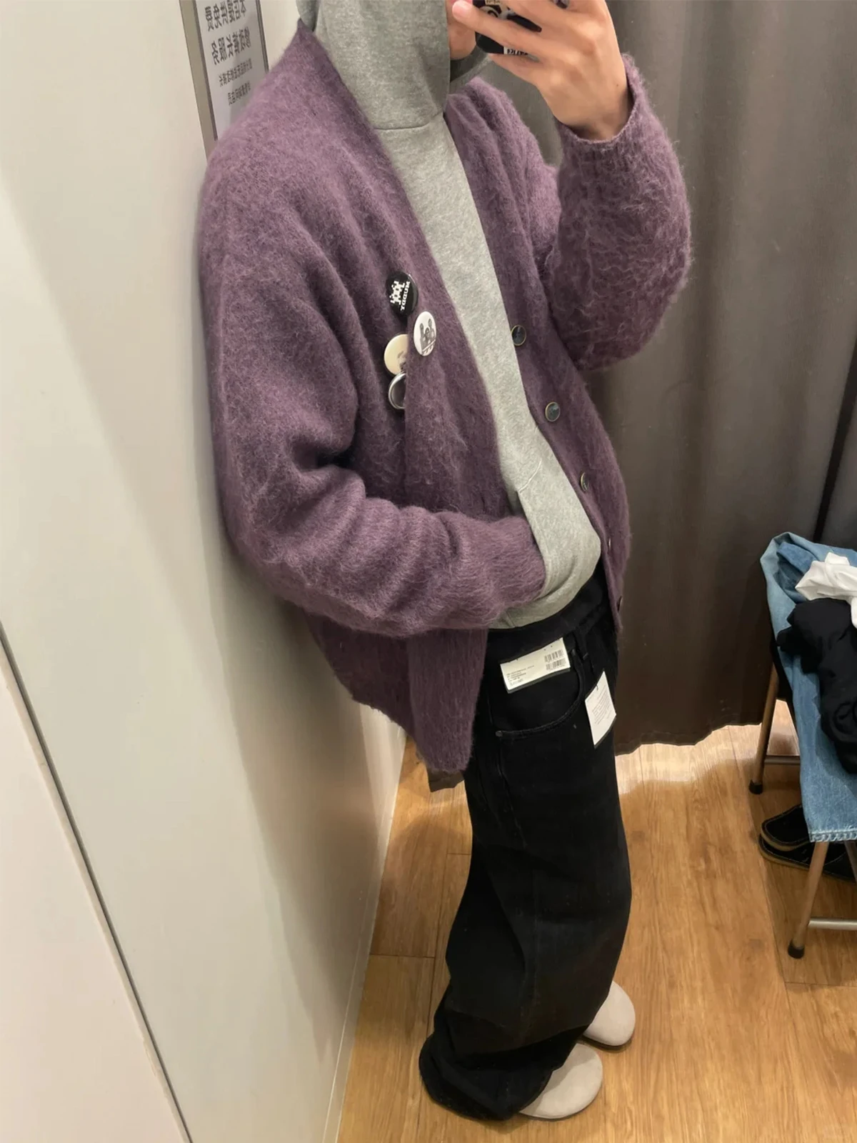 

Мужской открытый кардиган, свитер на пуговицах, свободная мягкая трикотажная верхняя одежда для воспитания, осень-зима, шикарная ленивая шпилька для пар, нагрудная булавка Bae