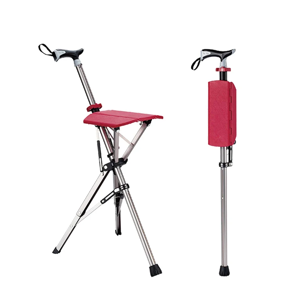 

Aluminum Alloy Cane Chair Folding for Tthe Elderly Non-Slip Cane Chair Stool Light Non-Slip Beach Chair Outdoor Furniture