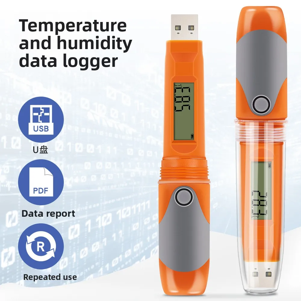 Elitech RC-51H Temperature Data Recorder Refrigeration Cold Chain Temperature and Humidity Recorder Can Export PDF and Repeat