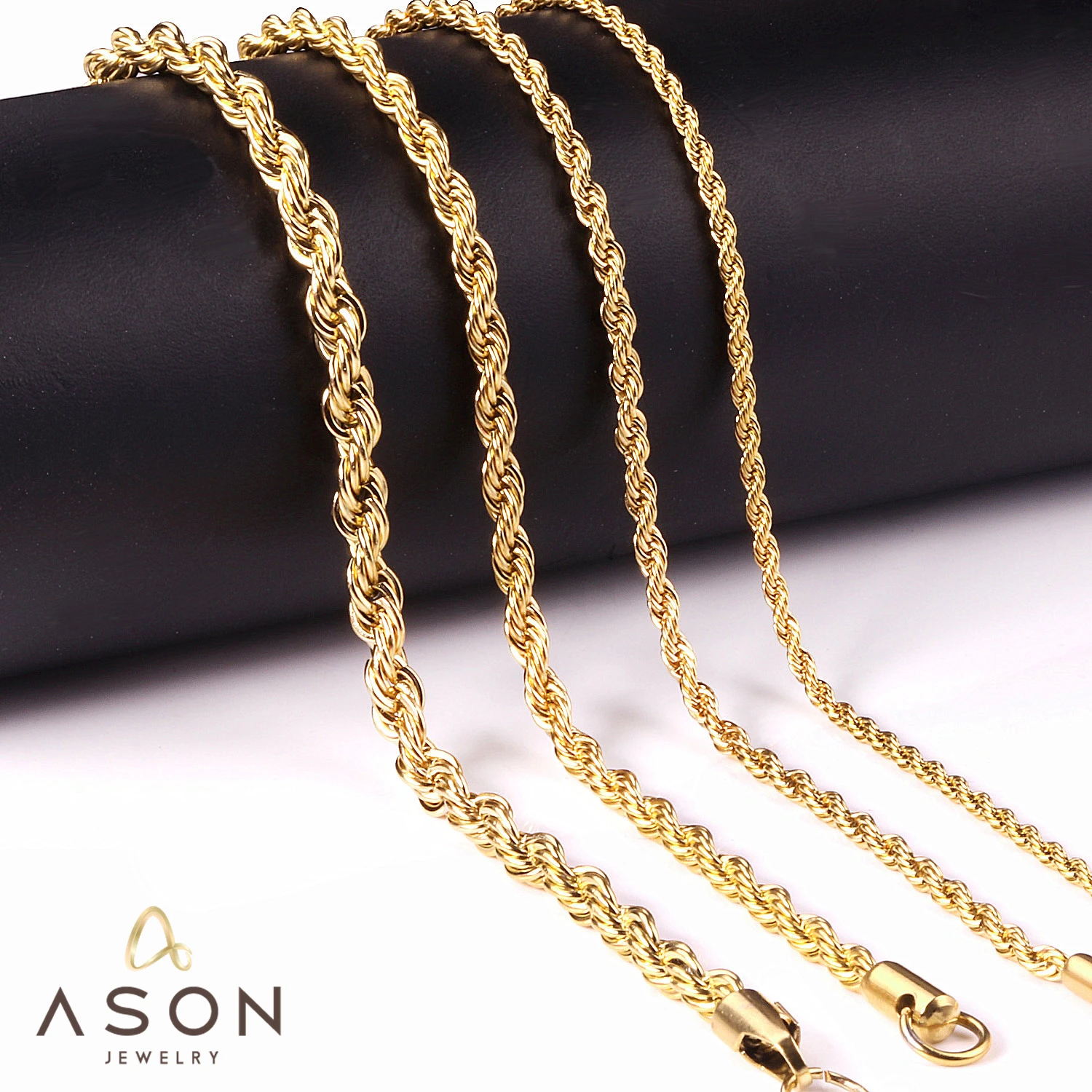 ASONSTEEL 1pcs Gold Plated Stainless Steel Twist Rope Cuba Link Chains Necklaces For Women Men Choker Jewelry Trending Wholesale