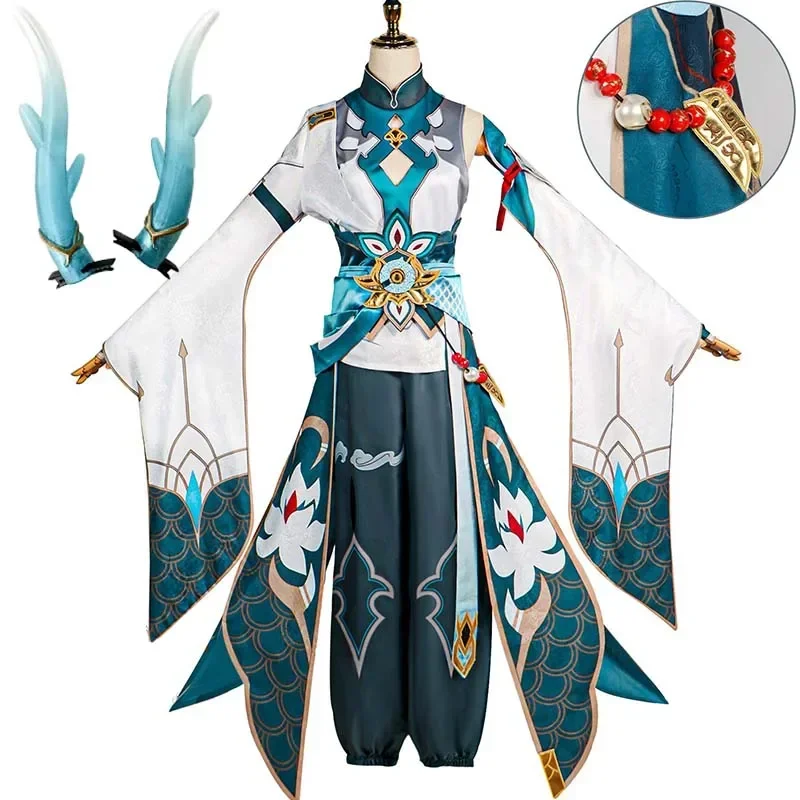 

Imbibitor Lunae Cosplay Dan Heng Costume with Headwear Earrings Suit Halloween Props for Anime Comic Con Danheng Outfits