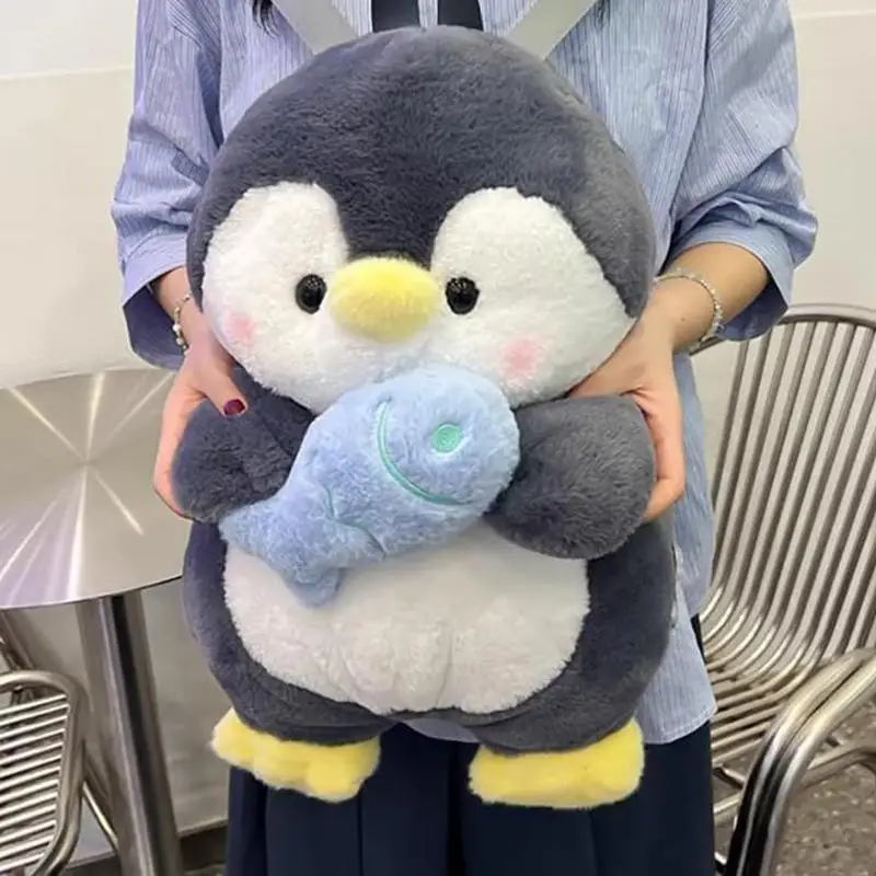 Pinguïnrugzak voor dames Verstelbare schouderbanden Pinguïn gevulde rugzak Cartoon draagtas voor school Zachte kleine schouder