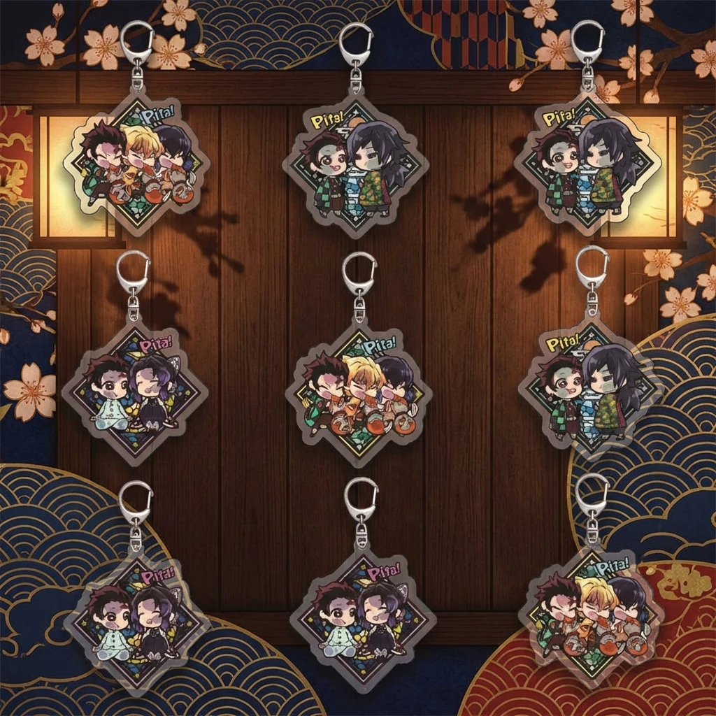 

Anime Acrylic Keychain Pendant Demon Slayer Tanjiro Nezuko Creative Accessory Charm Gift for Fans Cosplay Collection Decoration