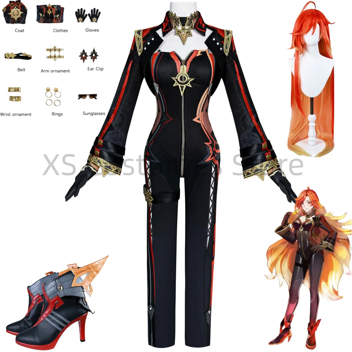 Mavuika Pyro Archon Haborym Kiongozi Cosplay Costumes Wig Accessories Shoes Upscale Sexy Uniform Set