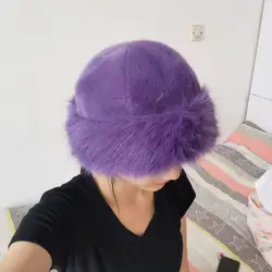 Fluffy Bucket Hat Stylish Women's Winter Dome Hat With Faux Fur For Skiing Cycling Thick Warm Heat Retention For Outdoor
