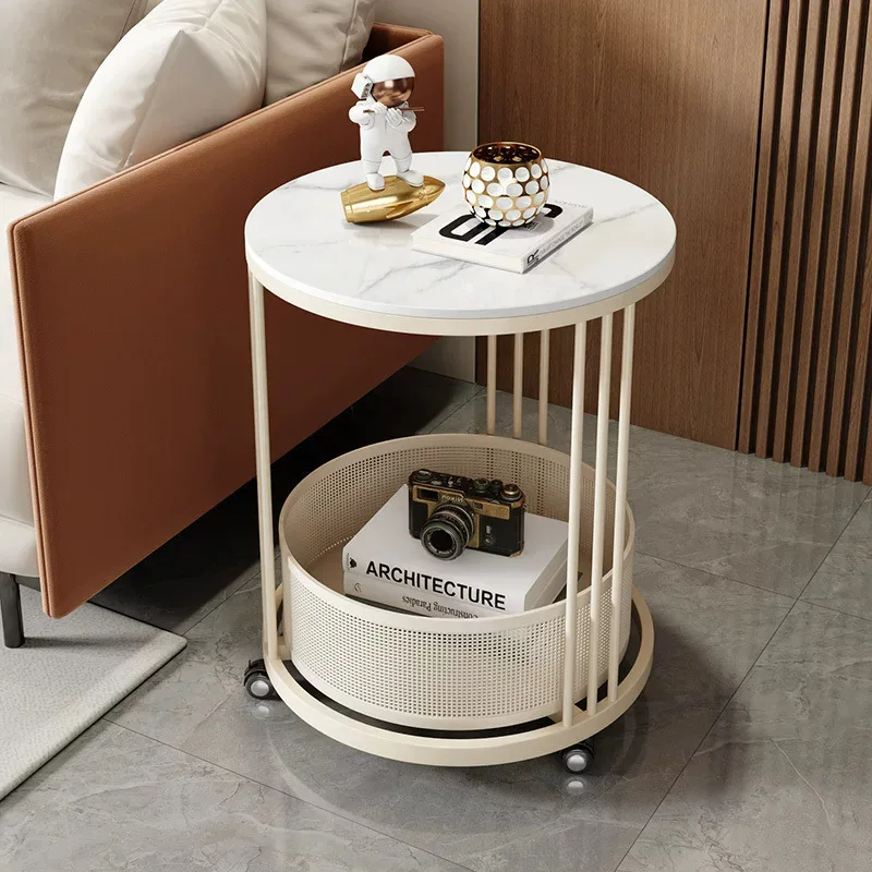 HYS living room coffee table movable trolley side cabinet small apartment household coffee table with wheels