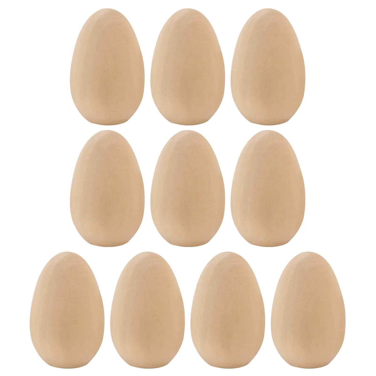 10Pcs Light Weight Smooth Surface Unfinished Wooden Easter Eggs DIY Craft Set for Children's Easter Festival