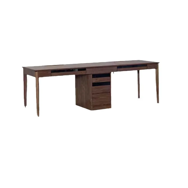black walnut double desk solid wood against the wall Japanese computer desk Nordic modern office home