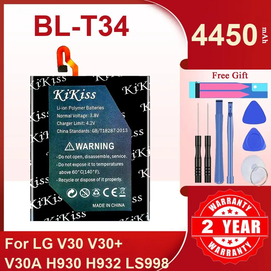 

4450Mah Kikiss Battery BL-T34 For LG V30 V30+ V30A H930 H932 LS998