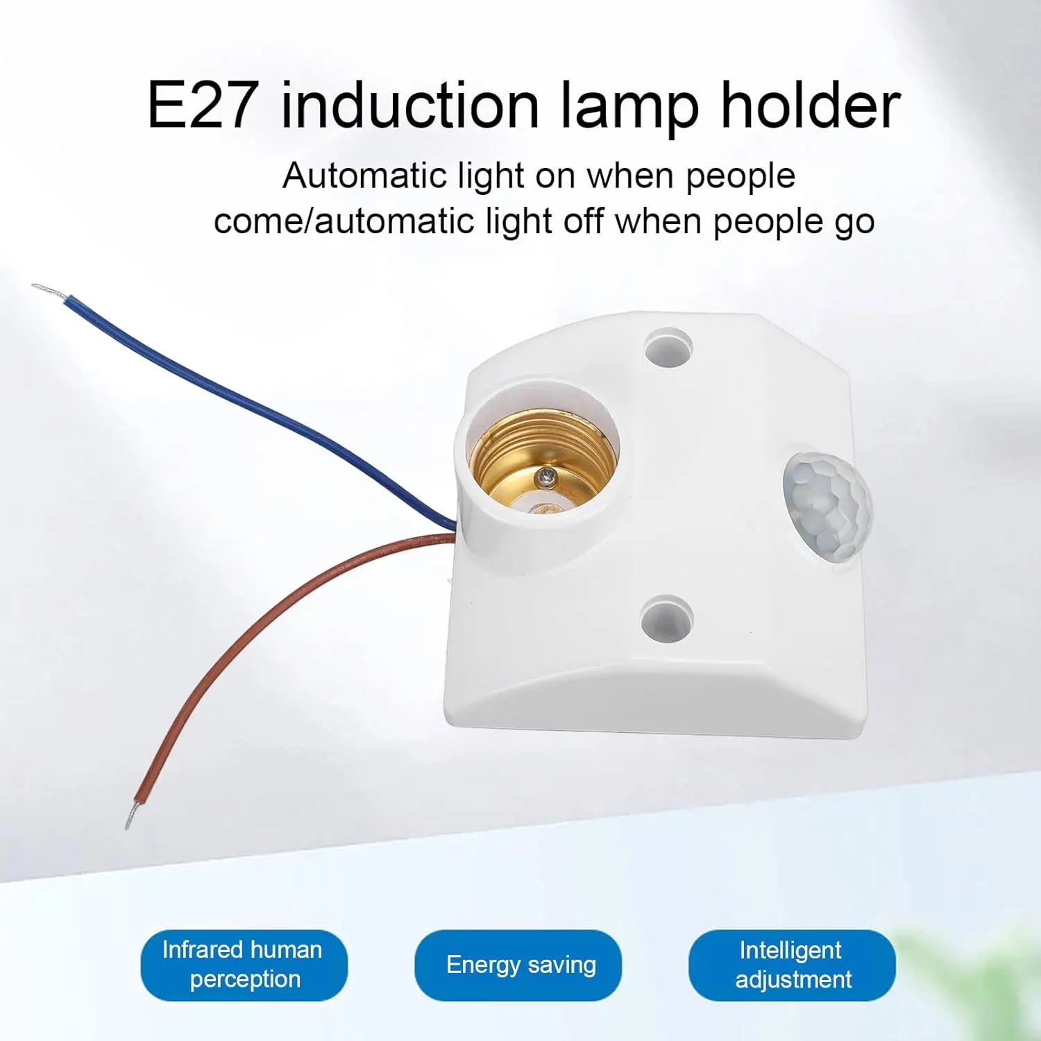 AC110-240V LED Automatic Human Body Infrared IR Sensor Lamp Holder LED Bulb Light E27 Base Wall Lamp Holder