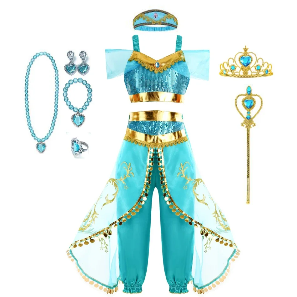 Robe de Princesse Jasmine pour Enfant, Costume de ixd\'Halloween