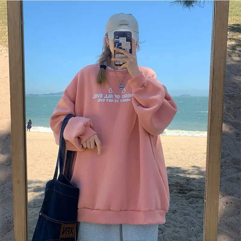 Übergroßer, lockerer, reflektierender Bären-Hoodie für Damen, lässig, bequem, Baumwollmischung, Long Sve, rundes, bedrucktes Sweatshirt