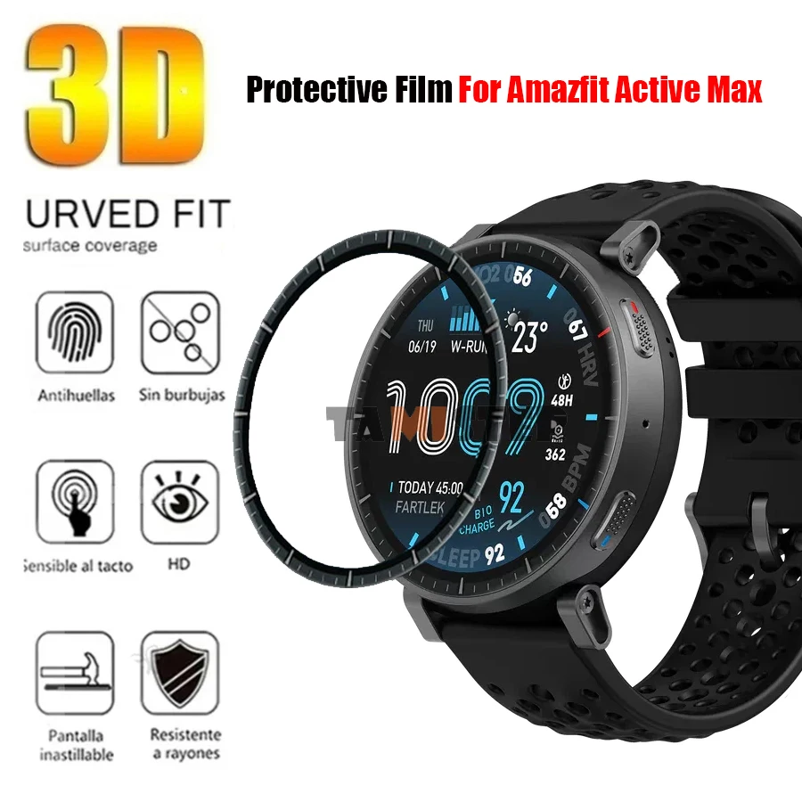 For Amazfit Active Max Screen Protector 3D Curved HD Full Coverage Protective Film For Amazfit Active Max Accessories Not Glass