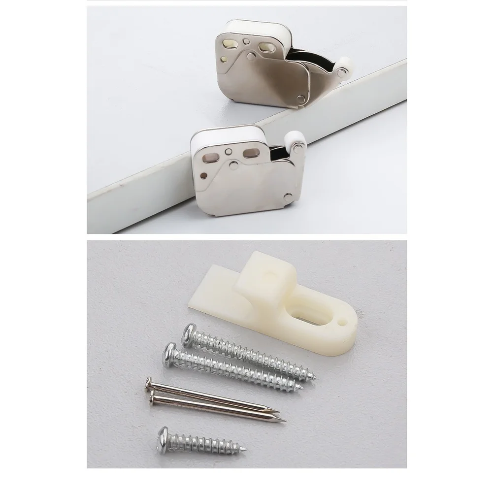 Push Pull Cabinet Latch Door Catch Spring Mechanism For Handleless Cupboard Wardrobe Drawer Nickel Plated Steel