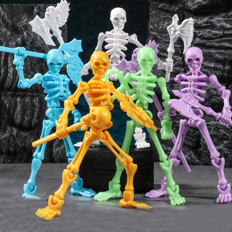 Three-Dimensional Skull PVC Model Assembly Toy Multi-Articulable Skull and Bone Puppet Decoration Action Figures Gift Anime