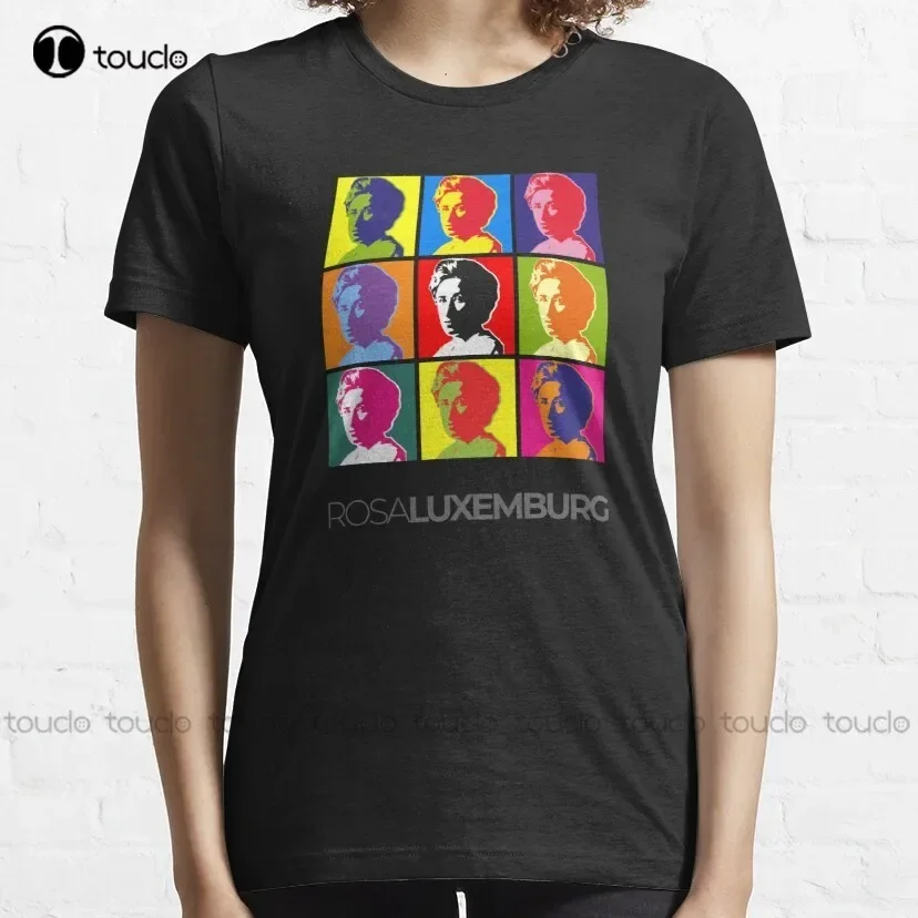 Rosa Luxemburg Pop-Art Portrait Poster Classic T-Shirt Mens Gym Shirts Custom Aldult Teen Unisex Digital Printing Tee Shirt