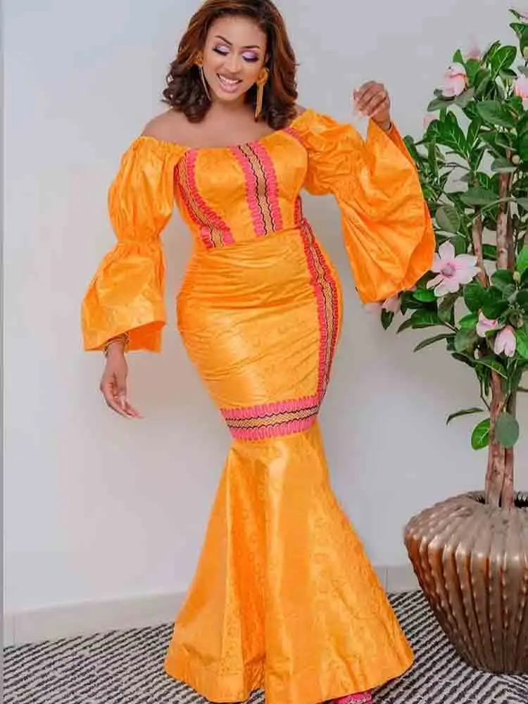 

African Bazan Style Custom New Traditional Clothing Print Elegant Classic Plus Size Fit Four Seasons Formal Gown