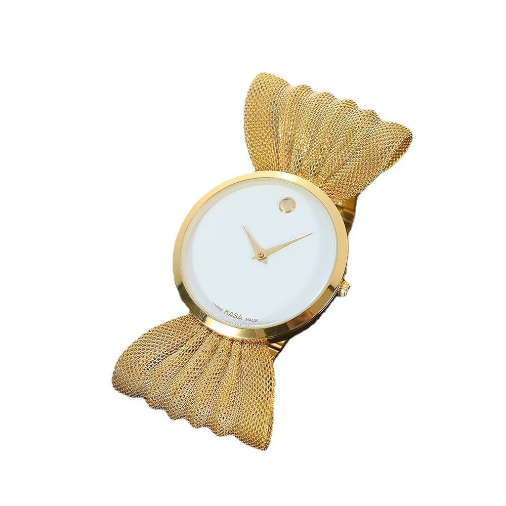 UTHAI BK137 ساعة كوارتز عصرية للنساء بمينا كبير وحزام شبكي على شكل فراشة مجوهرات بسيطة ومتعددة الاستخدامات للفتيات