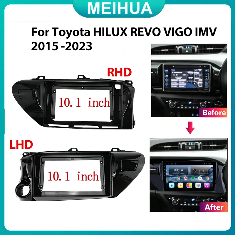 10.1 Inch Car Frame Fascia Adapter For TOYOTA Hilux Revo 2015-2018 LHD/RHD DVD Stereo Panel Dashboard Kit Installation 2 Din