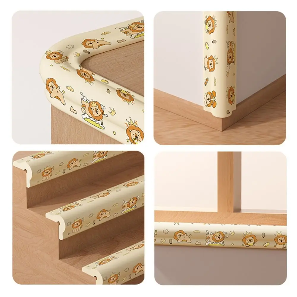 Durable 2m Desk Edge Guard Strip Safety Cartoon Digital Pattern Wall Corner Protector Thickend Soft Foam Bumper Bedside