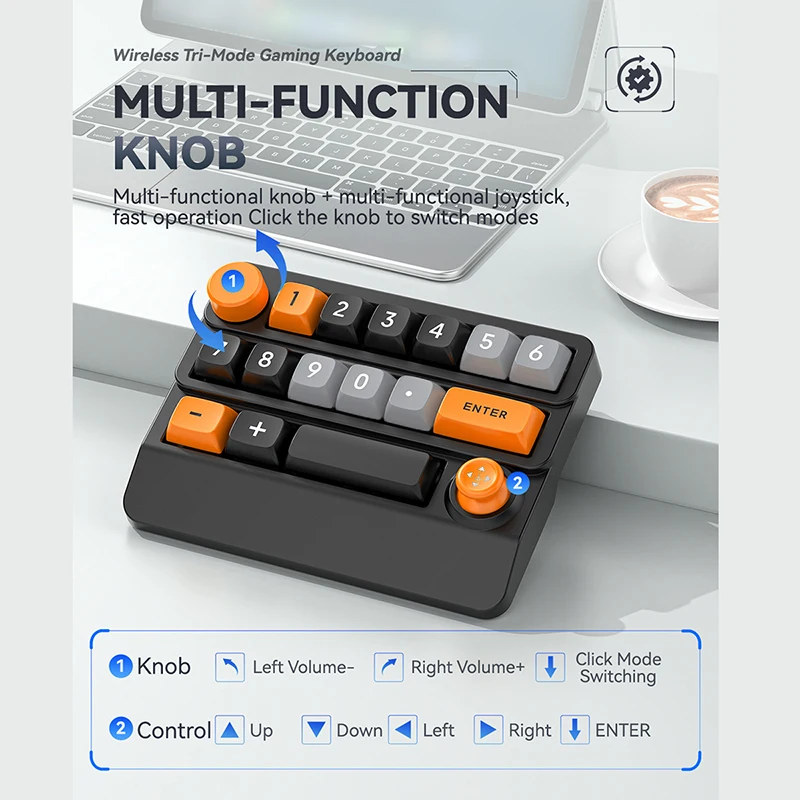 Keyboard Mekanis Nirkabel USB Bluetooth yang Dapat Diprogram dengan Joystick Keyboard Gaming Lampu Latar RGB Dapat Ditukar Panas Penuh Nomor