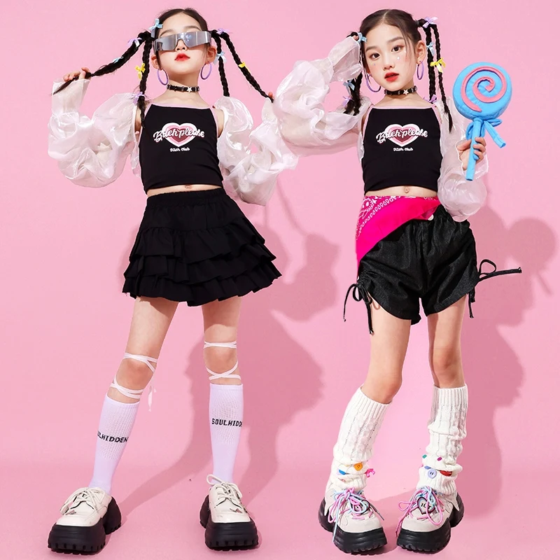 Enfants enfants Hip Hop vêtements pom-pom girl filles groupe Kpop tenue filles fête Jazz danse Costume enfants Performance porter XS9358