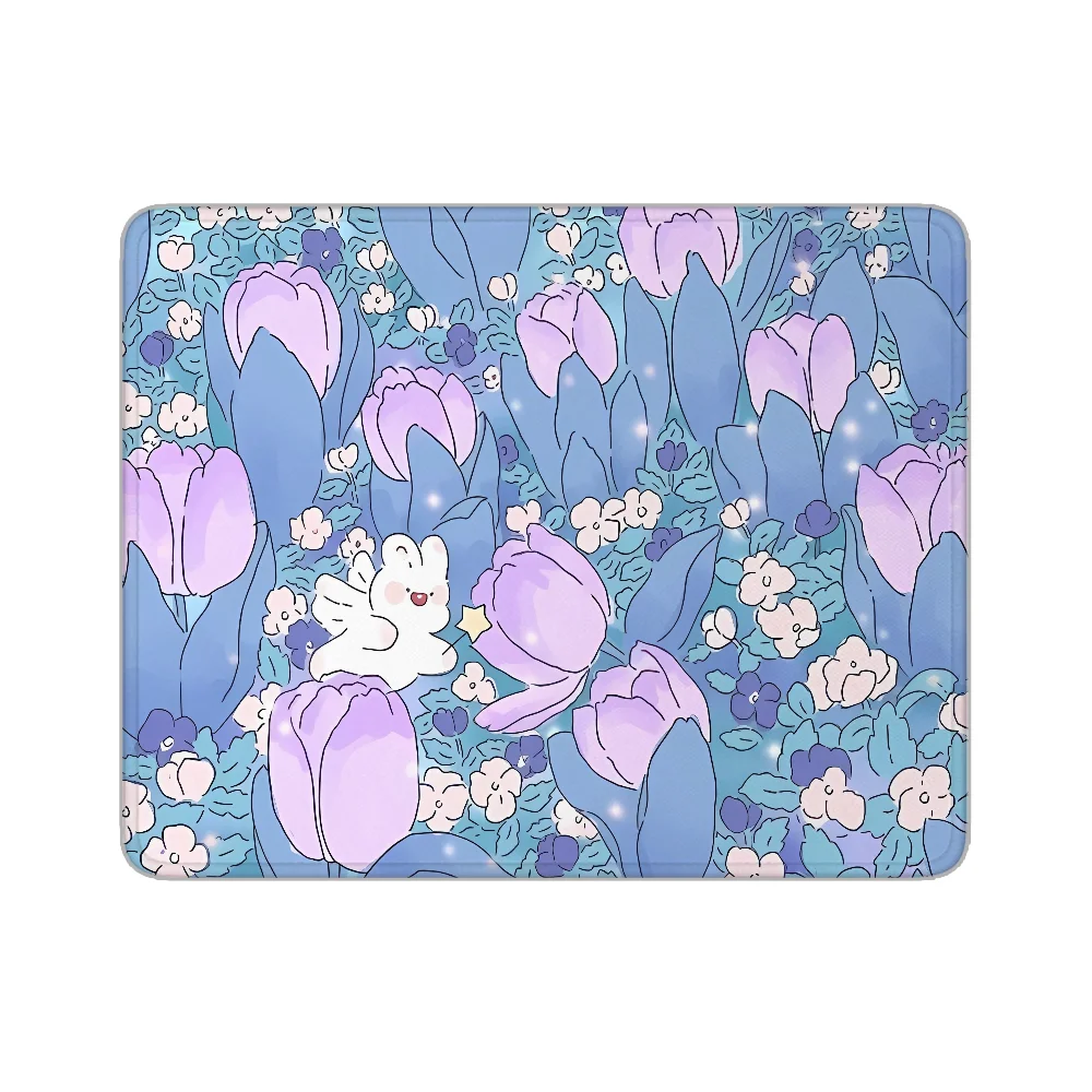 Purple Tulips Custom Mouse Pad Anime Pc Accessories Computer Mat Desk Accessory Gamer Girl Mousepad Company Game Mats Gaming Hot