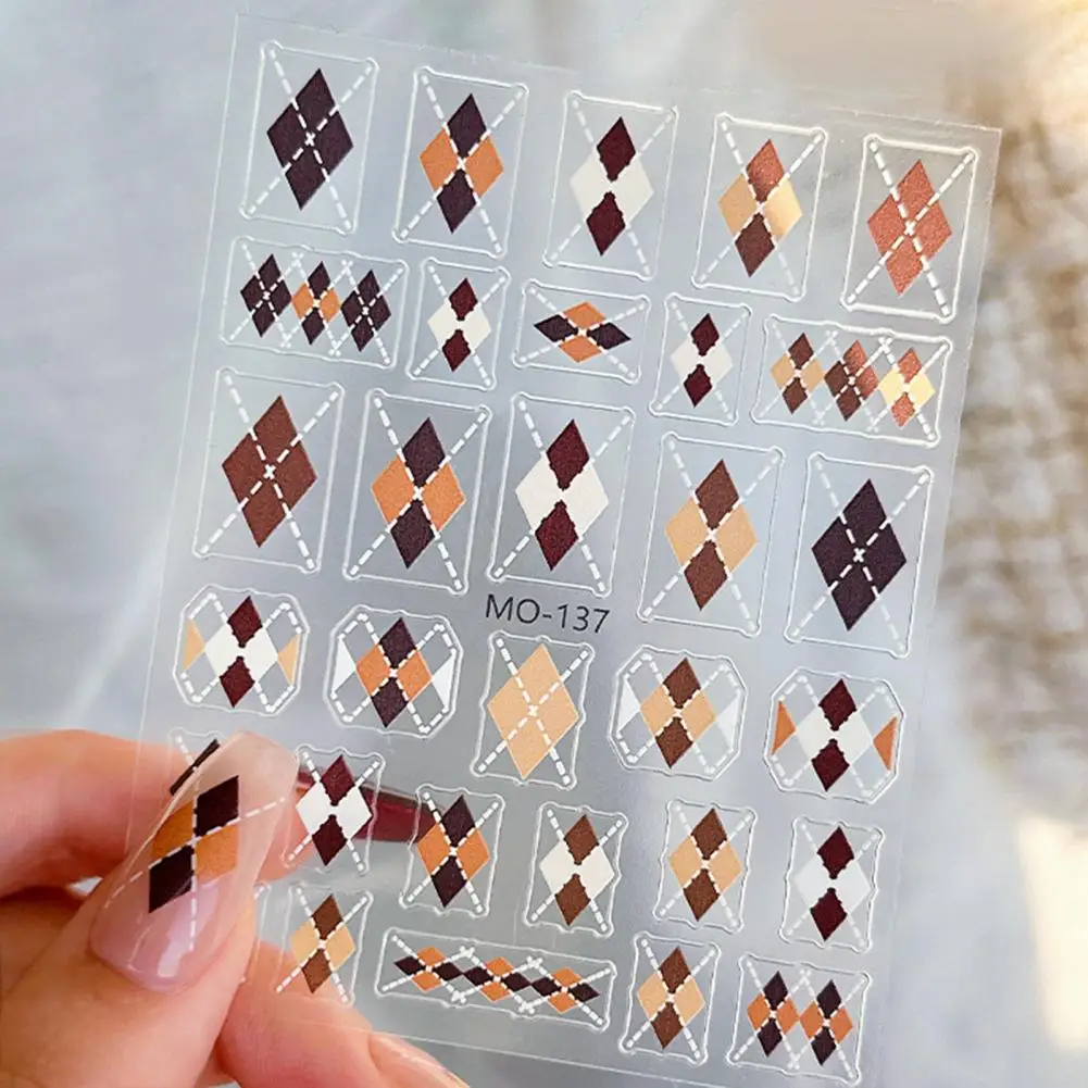 Nail Art Sticker Fashion-forward Nail Art Designs Fashionable Plaid Bunny Nail Stickers Elegant Autumn-winter Nail for Women