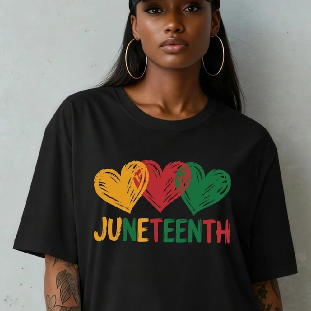 Vintage Juneteenth Style Graphic Shirt Women Cotton Short Sleeve Juneteenth Freedom Day Casual Tops Black History Culture Gift T