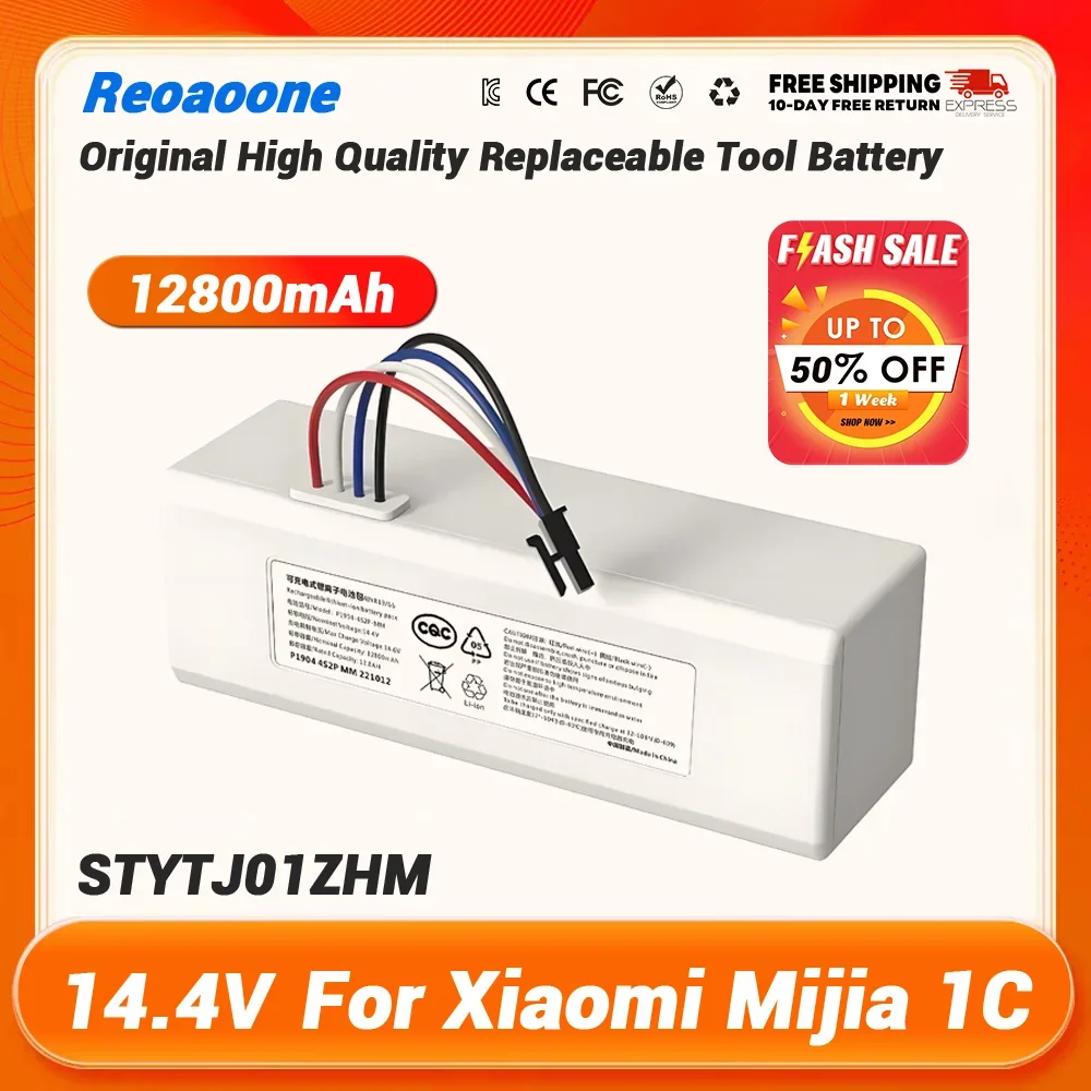 Original 14.4v 12800mah P1904-4S1P-MM li ion para xiaomi mijia 1c bateria stytj01zhm robô aspirador de pó mop acessórios peças