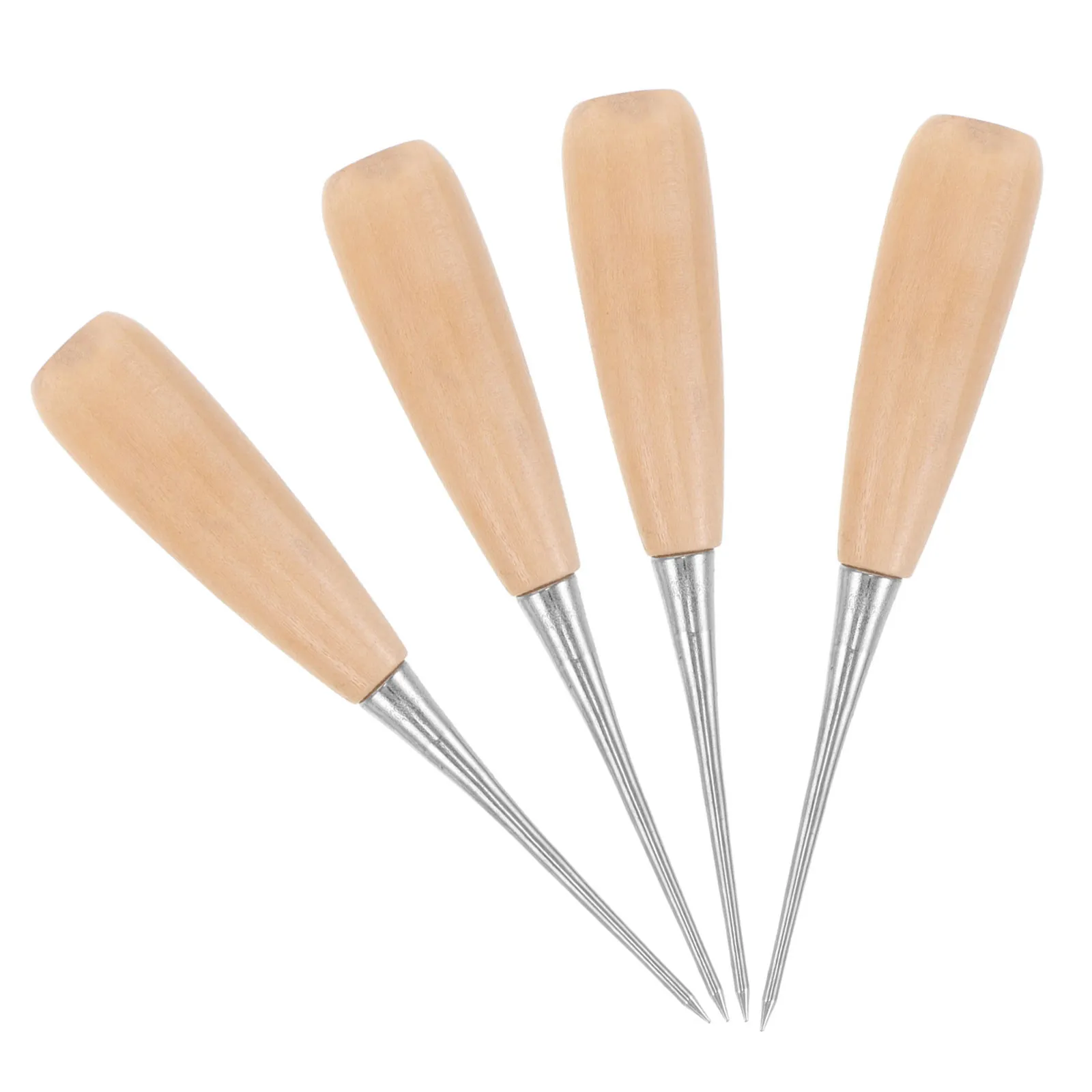 4Pcs Wooden Punch Awl Set Gourd Shape Awl Tool Handle Scratch Stitching Jewelry Making Book Binding Cloth