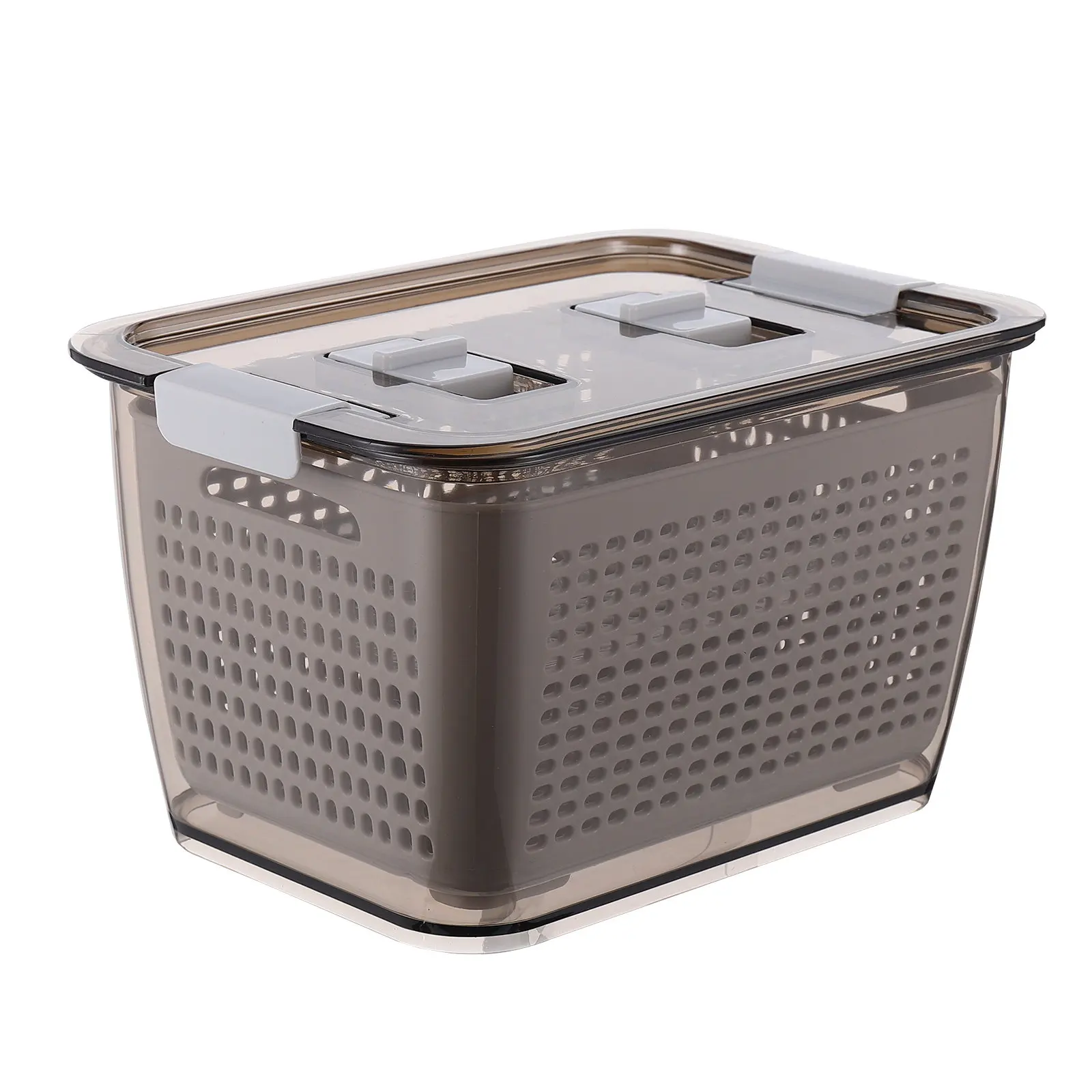 

Food Storage Box 2 Sections Clear Bpa Free Container with Air Vent and Drain Holes Vertical Horizontal Placement for Produce