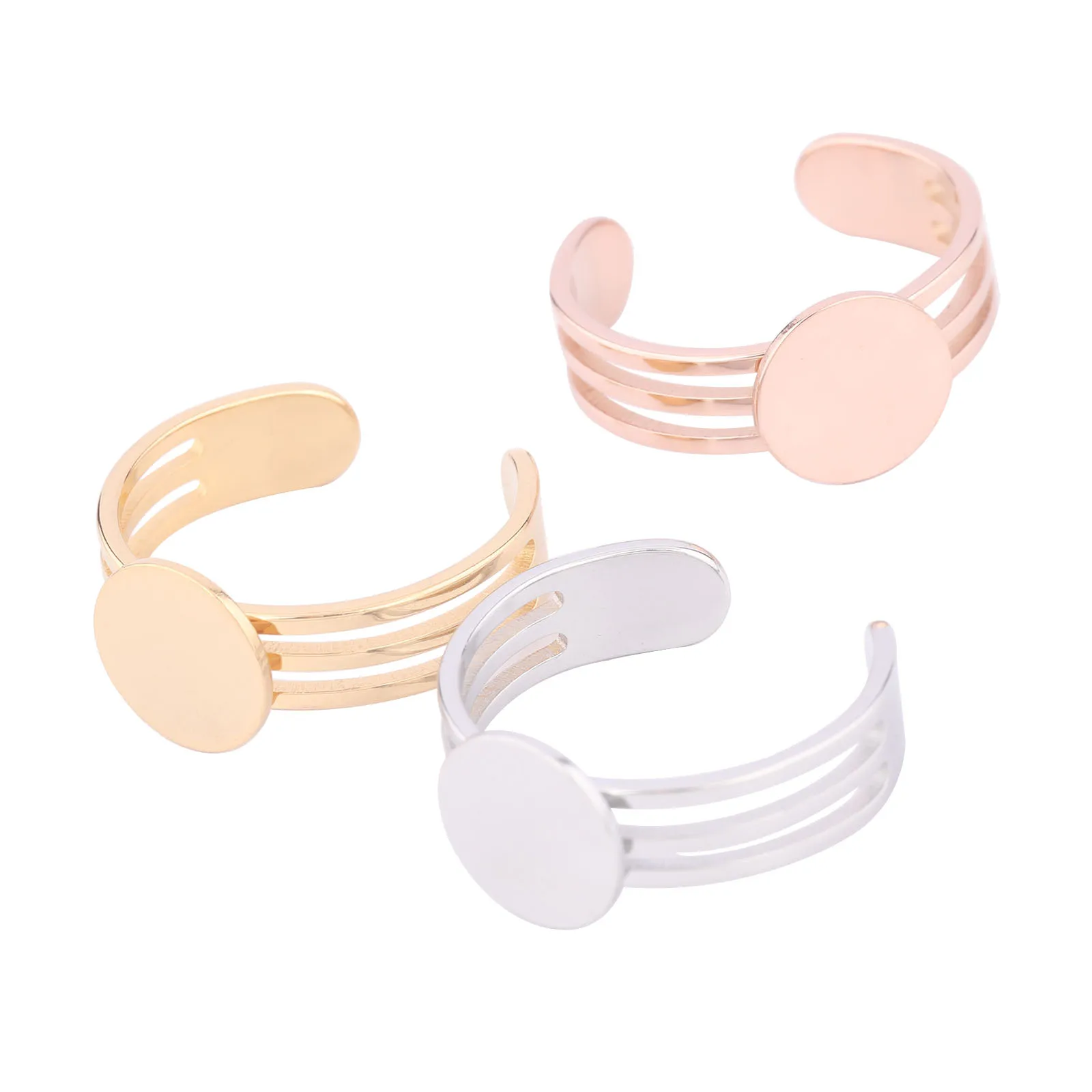 5pcs Stainless Steel 10mm Circle Pad Ring Base Setting Blanks Diy Bezel Fingerring For Jewelry Making Supplies
