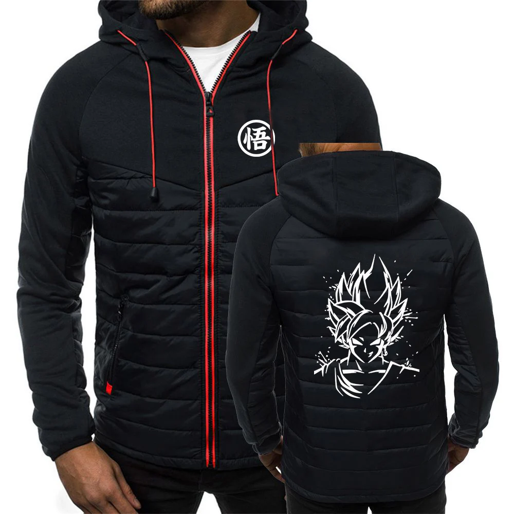 2026 Dragon Ball GOKU Anime Print Autumn And Winter Men's New Seven Color Cotton Padded Hoodies Fashion Zipper Sports Coat