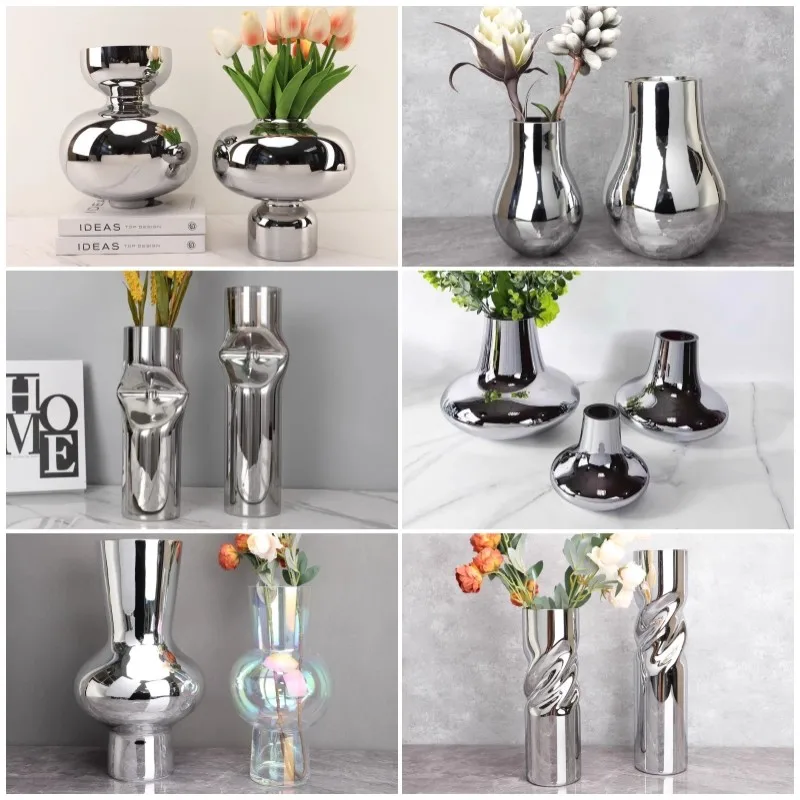 

Electroplating Process Artistic Vase Nordic Style Home Living Room Decoration Side Table Flower Arrangement Photography Props