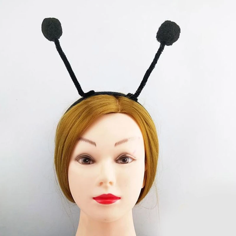 Diadema con pompón abeja dibujos animados para mujer, aro para con antena, diadema maquillaje para niña, para