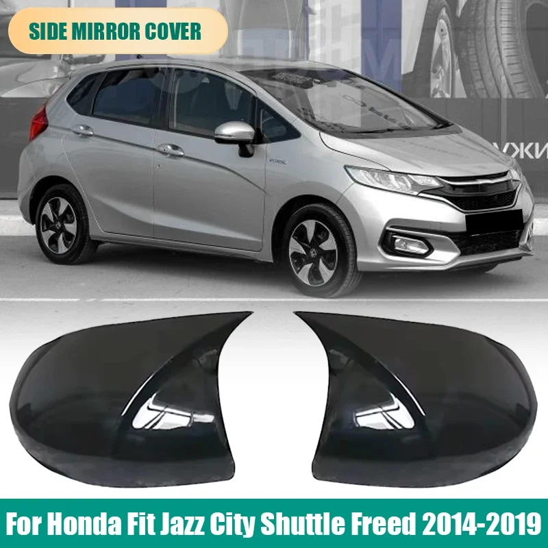 

Carbon Black Chrome For Honda Fit Jazz City Shuttle Freed 2014 - 2016 2017 2018 2019 Car Side Door Rearview Turning Mirror Cover