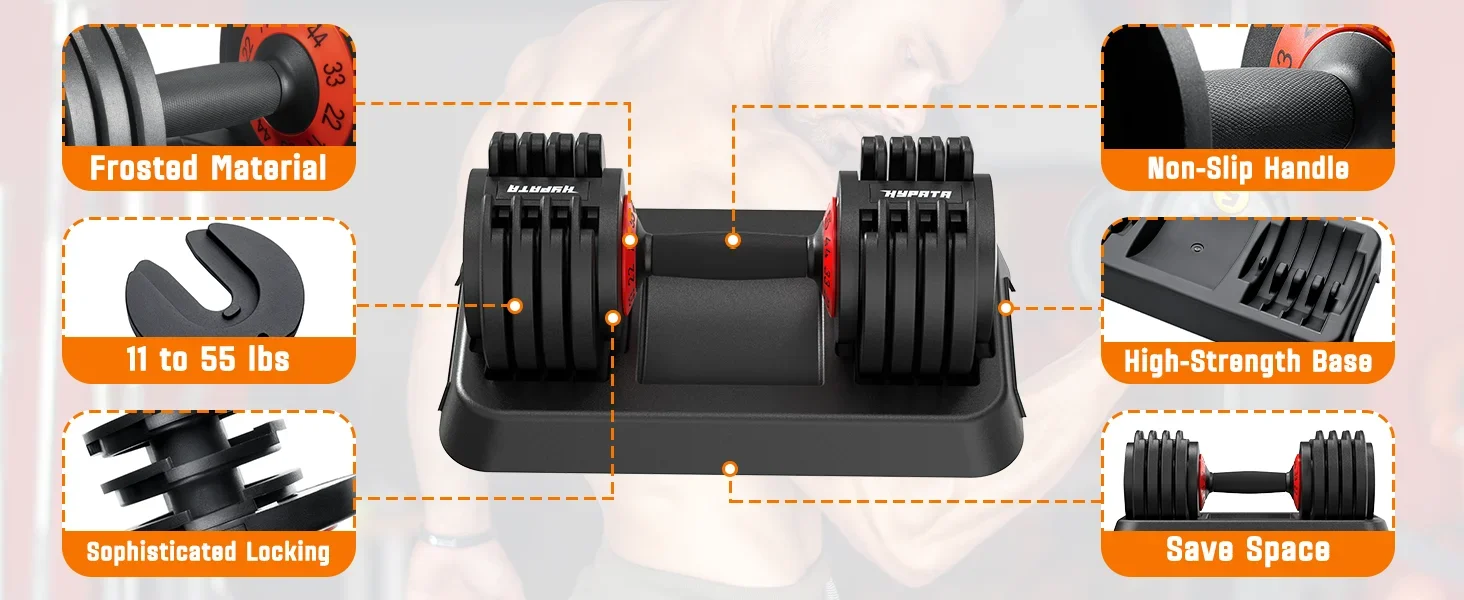 HYPATA 55lb Adustable Dumbbell 4